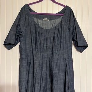 Eshakti Chambray Denim Fit and Flare Dress Size 2X 22W